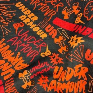 Under Armour Youth Large Grafitti Hoodie without strings Black Red Orange Front
